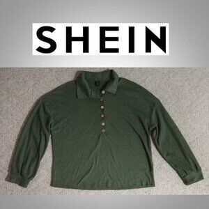 🔥3/$20 Shein Men's long sleeve green shirt sweater size medium